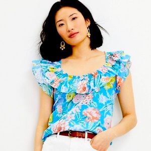 Loft- Women’s Floral Ruffle Neck Top